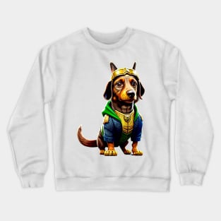 Regal Pup: Dachshund Wearing a Crown Fit for a King Tee Crewneck Sweatshirt